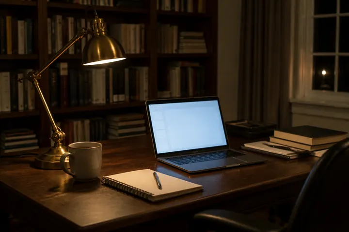 A study desk set up for online learning