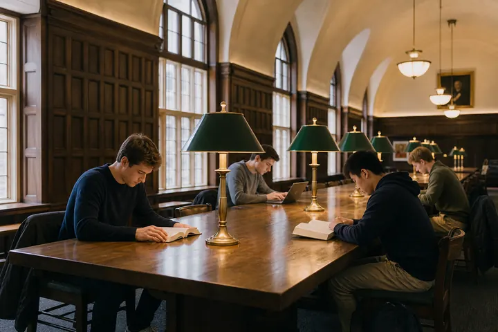 Graduate students at work in the reading room